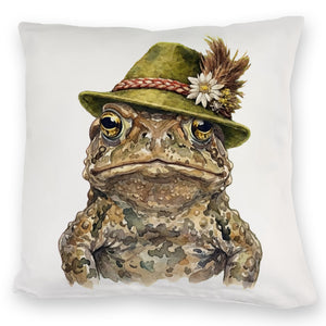 Erdkröte mit alpenländischem Trachtenhut Kissen