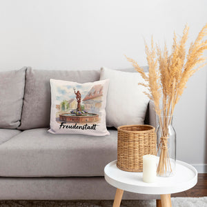 Brunnen Freudenstadt Kissen mit Aquarellmotiv