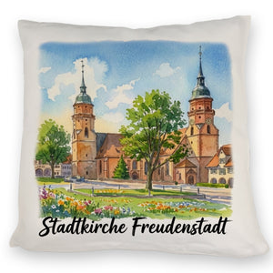 Stadtkirche Freudenstadt Kissen Aquarell