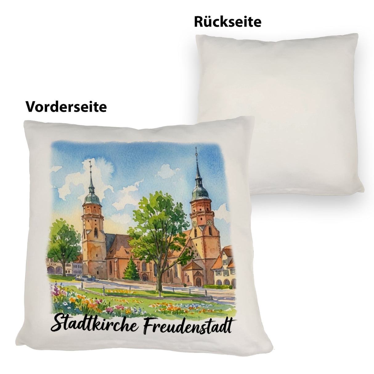 Stadtkirche Freudenstadt Kissen Aquarell