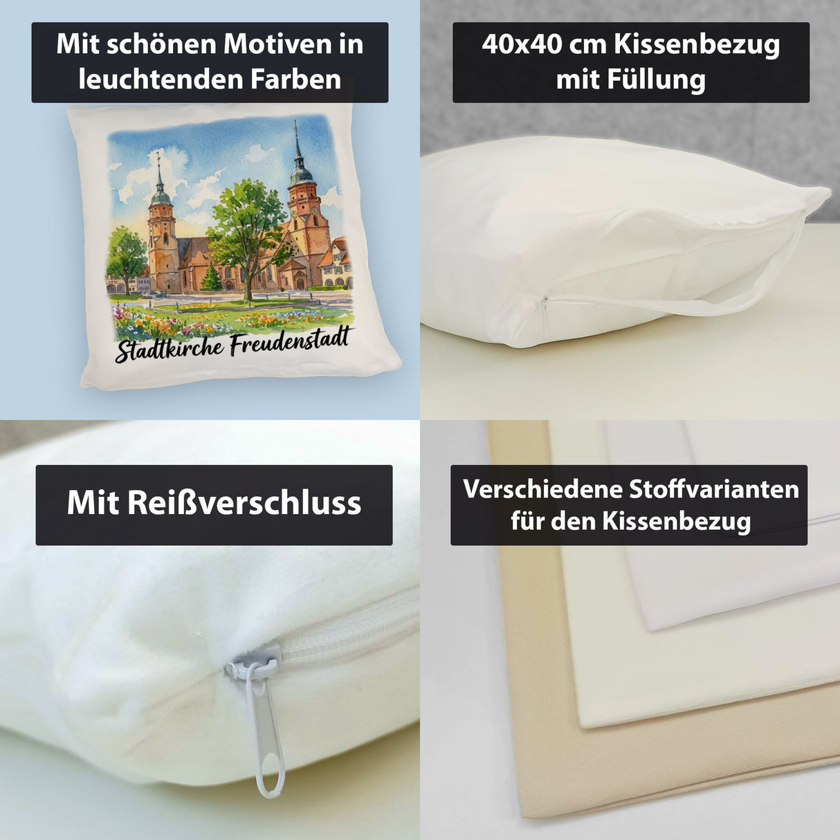 Stadtkirche Freudenstadt Kissen Aquarell