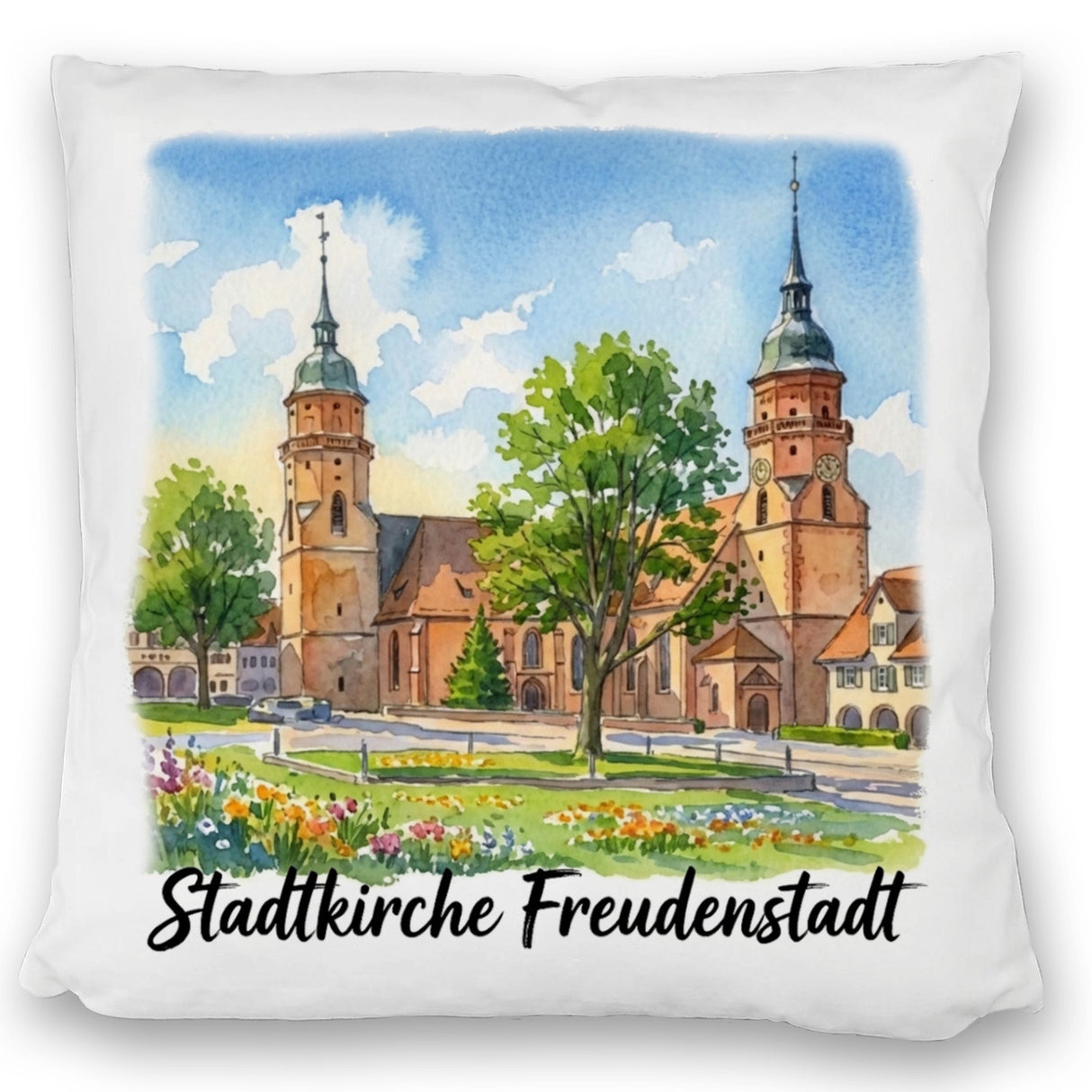 Stadtkirche Freudenstadt Kissen Aquarell