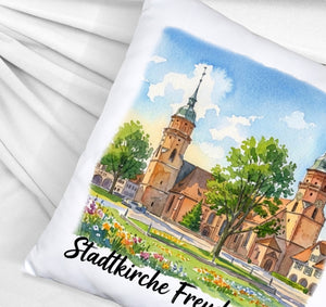 Stadtkirche Freudenstadt Kissen Aquarell
