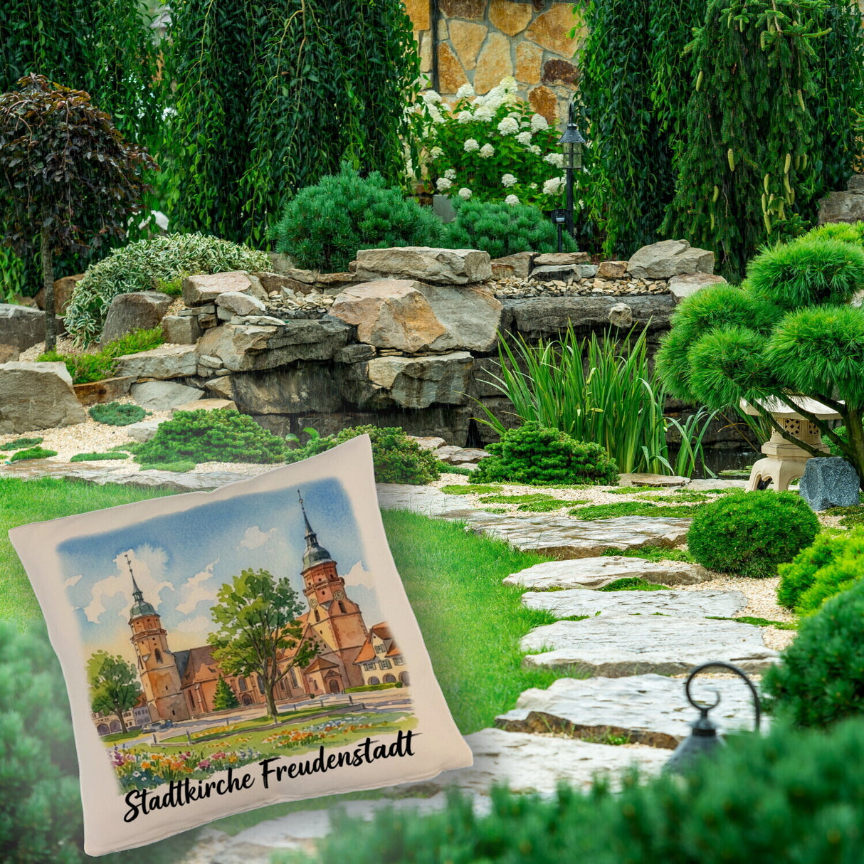 Stadtkirche Freudenstadt Kissen Aquarell