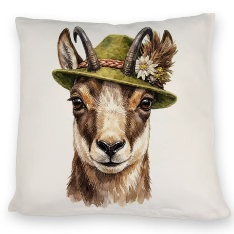 Gämse mit alpenländischem Trachtenhut Kissen