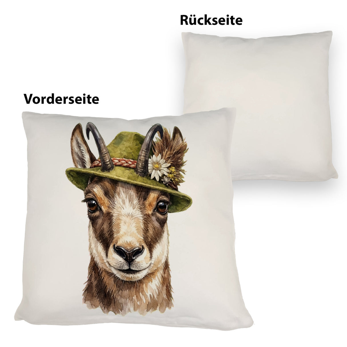 Gämse mit alpenländischem Trachtenhut Kissen