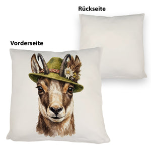 Gämse mit alpenländischem Trachtenhut Kissen