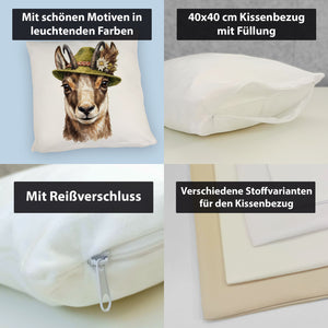 Gämse mit alpenländischem Trachtenhut Kissen