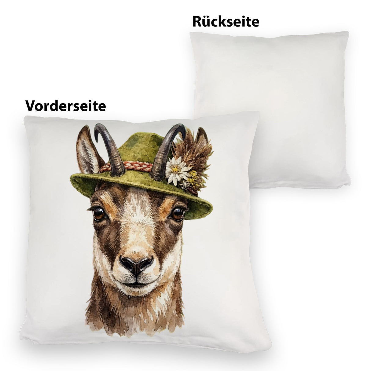Gämse mit alpenländischem Trachtenhut Kissen