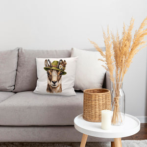 Gämse mit alpenländischem Trachtenhut Kissen