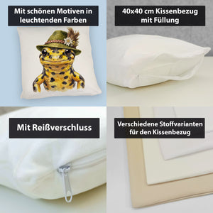 Feuersalamander mit alpenländischem Trachtenhut Kissen