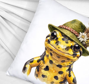 Feuersalamander mit alpenländischem Trachtenhut Kissen