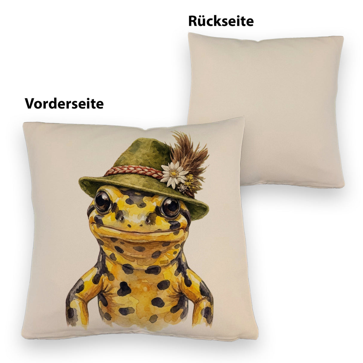 Feuersalamander mit alpenländischem Trachtenhut Kissen