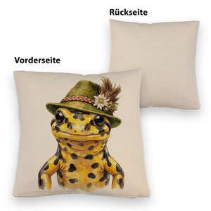 Feuersalamander mit alpenländischem Trachtenhut Kissen