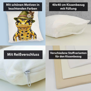 Feuersalamander mit alpenländischem Trachtenhut Kissen