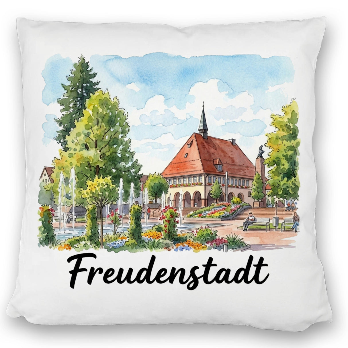 Freudenstadt Kissen mit Rathaus-Motiv
