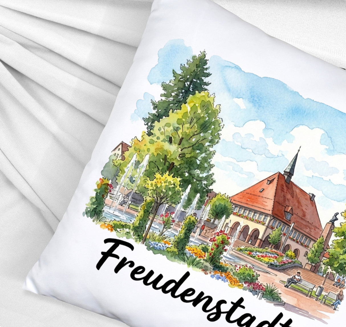 Freudenstadt Kissen mit Rathaus-Motiv