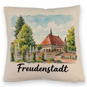 Freudenstadt Kissen mit Rathaus-Motiv