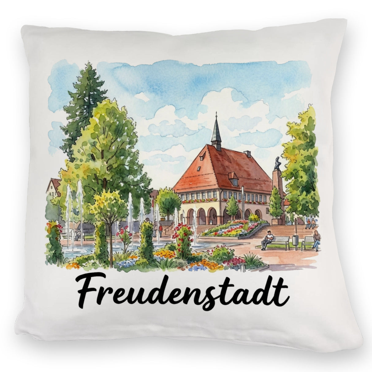 Freudenstadt Kissen mit Rathaus-Motiv