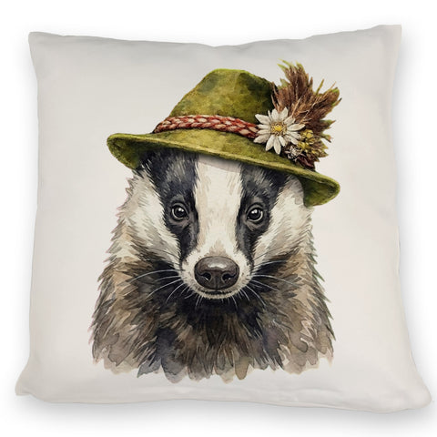 Dachs mit alpenländischem Trachtenhut Kissen