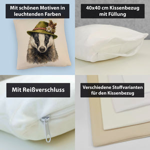 Dachs mit alpenländischem Trachtenhut Kissen