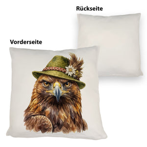 Steinadler mit alpenländischem Trachtenhut Kissen