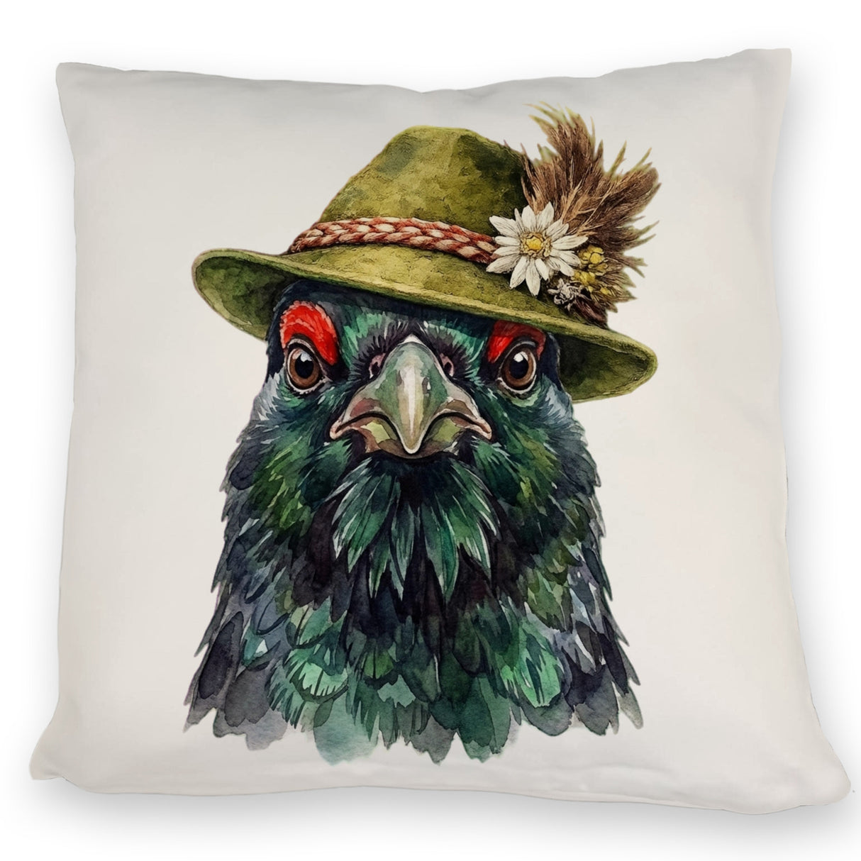 Auerhuhn mit alpenländischem Trachtenhut Kissen