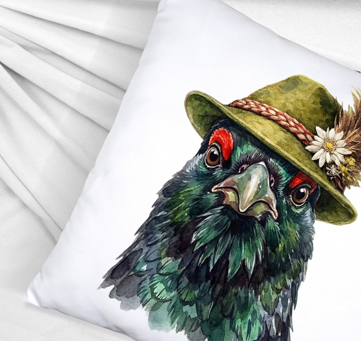 Auerhuhn mit alpenländischem Trachtenhut Kissen