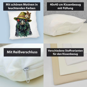 Auerhuhn mit alpenländischem Trachtenhut Kissen