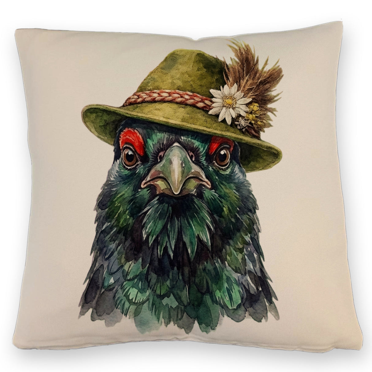 Auerhuhn mit alpenländischem Trachtenhut Kissen