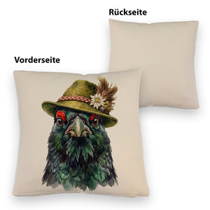 Auerhuhn mit alpenländischem Trachtenhut Kissen