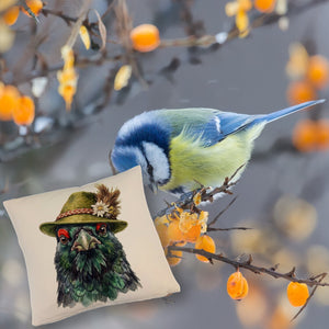 Auerhuhn mit alpenländischem Trachtenhut Kissen