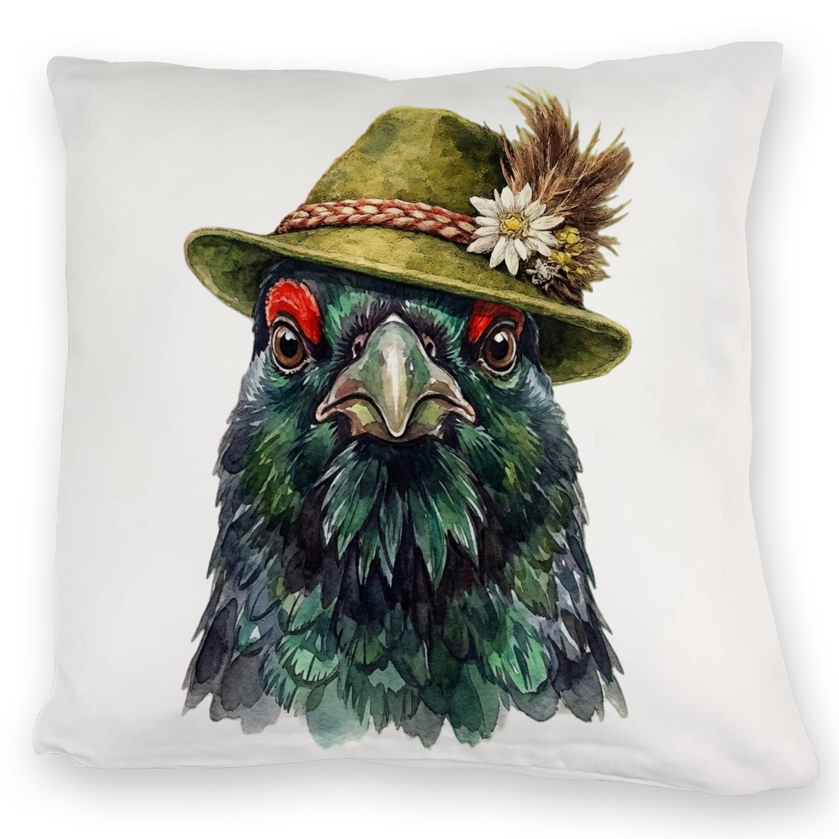 Auerhuhn mit alpenländischem Trachtenhut Kissen
