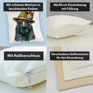 Auerhuhn mit alpenländischem Trachtenhut Kissen