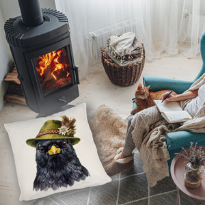 Alpendohle mit alpenländischem Trachtenhut Kissen