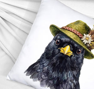 Alpendohle mit alpenländischem Trachtenhut Kissen