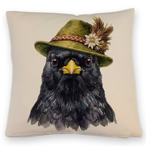Alpendohle mit alpenländischem Trachtenhut Kissen