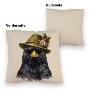 Alpendohle mit alpenländischem Trachtenhut Kissen