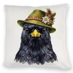 Alpendohle mit alpenländischem Trachtenhut Kissen