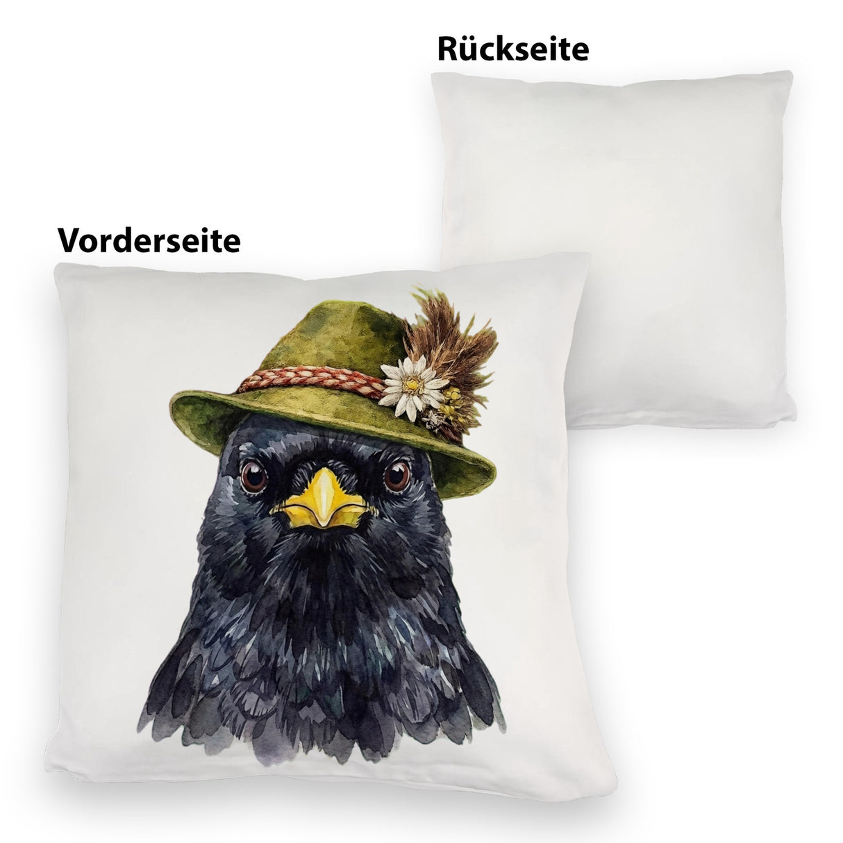 Alpendohle mit alpenländischem Trachtenhut Kissen