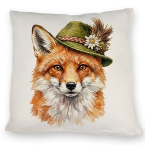 Fuchs mit alpenländischem Trachtenhut Kissen