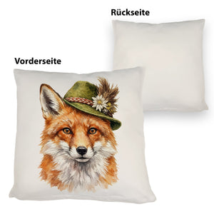 Fuchs mit alpenländischem Trachtenhut Kissen