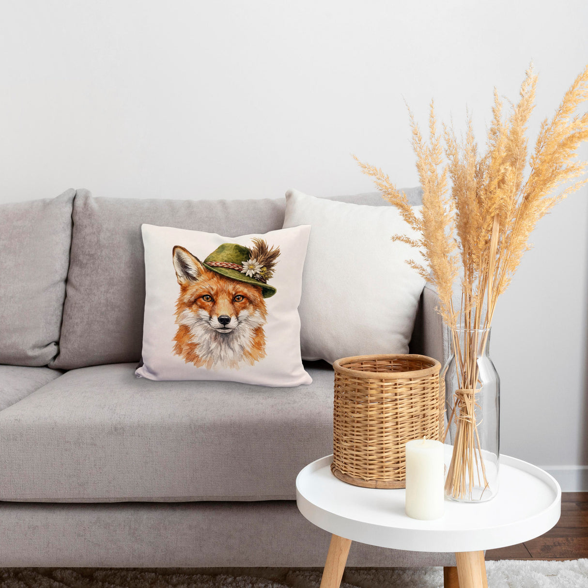 Fuchs mit alpenländischem Trachtenhut Kissen