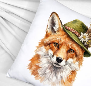 Fuchs mit alpenländischem Trachtenhut Kissen
