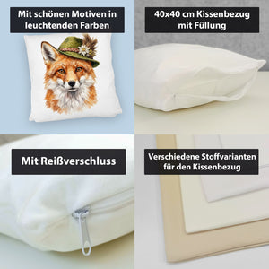 Fuchs mit alpenländischem Trachtenhut Kissen