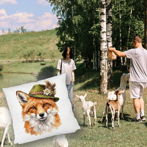 Fuchs mit alpenländischem Trachtenhut Kissen