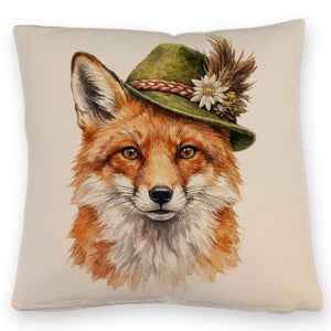 Fuchs mit alpenländischem Trachtenhut Kissen