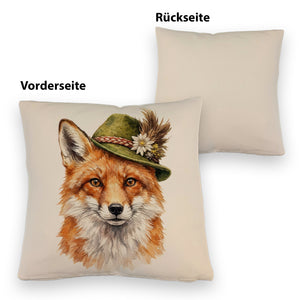 Fuchs mit alpenländischem Trachtenhut Kissen