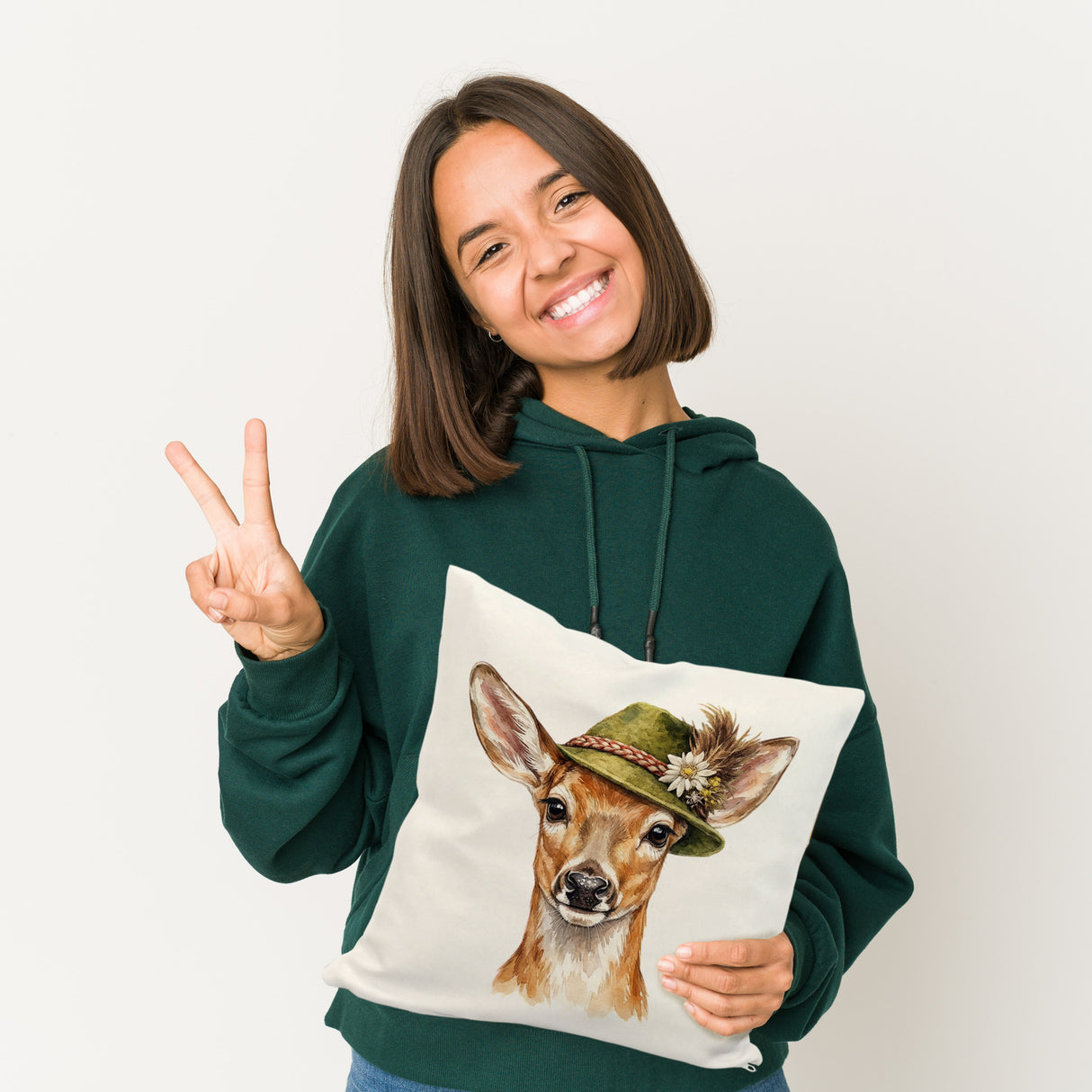 Reh mit alpenländischem Trachtenhut Kissen