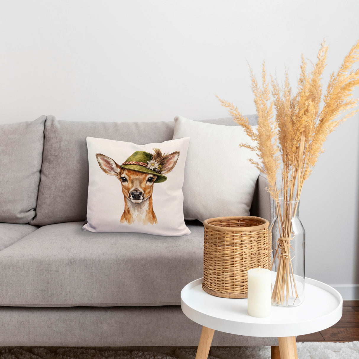 Reh mit alpenländischem Trachtenhut Kissen